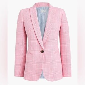 J. Crew Pink Blazer with Notched Lapel and Textured Fabric